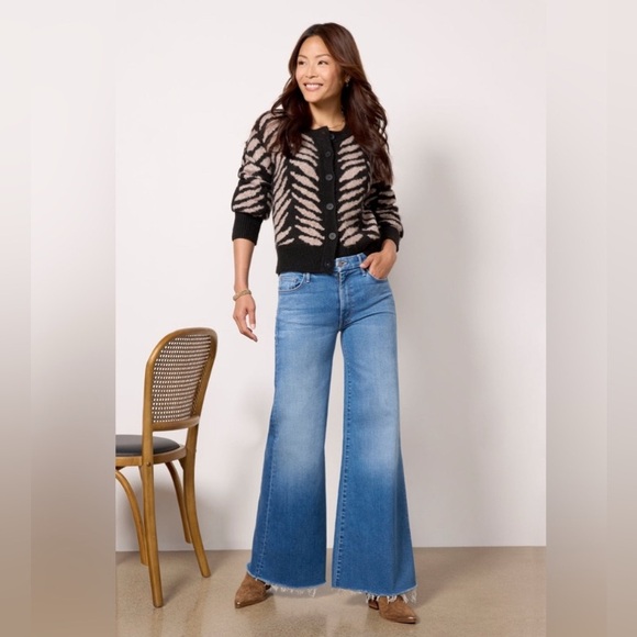 Mother The Roller Fray Wide Leg Jeans Mid Rise Riding Cliffside Size 28 x 31” - Picture 10 of 10